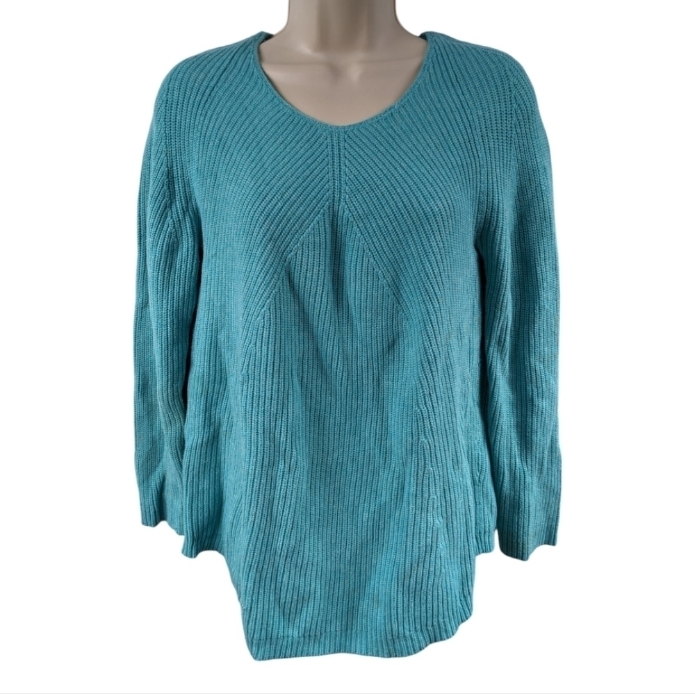 J. Jill Scoop Neck Ribbed Sweater Sz S Petite